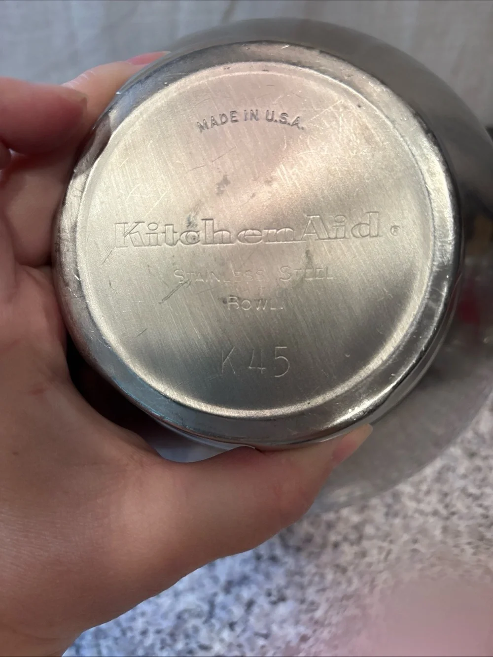 VINTAGE KitchenAid K45 bowl. Stainless steel 4.5 qt. - Nice!